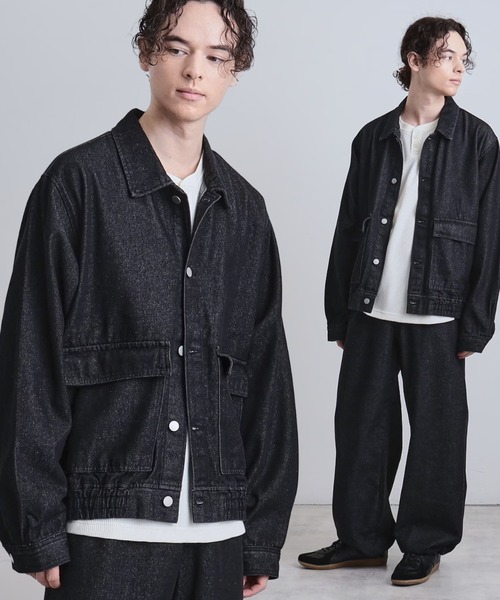 tk.TAKEO KIKUCHI（ティーケータケオキクチ）の「◆【上下2点セット】デニムブルゾン＋ワイドデニムパンツ（セットアップ・メンズ・ブルー/ダークグレー/ブラック・01/03/02）」の2枚目の写真