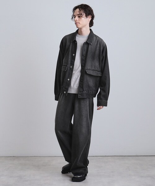 tk.TAKEO KIKUCHI（ティーケータケオキクチ）の「◆【上下2点セット】デニムブルゾン＋ワイドデニムパンツ（セットアップ・メンズ・ブルー/ダークグレー/ブラック・01/03/02）」の4枚目の写真