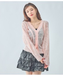 透かしフラワーカーディガン