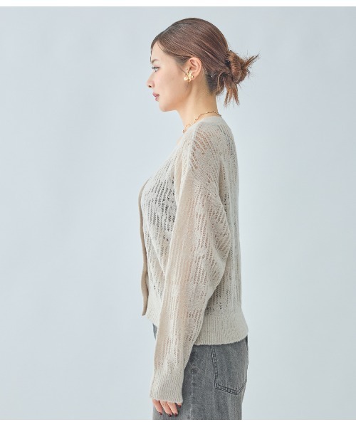 PEACH JOHN（ピーチジョン）の「透かしフラワーカーディガン（カーディガン/ボレロ・レディース・アイボリー/グレイッシュベージュ/ピンク・ONE SIZE）」の12枚目の写真