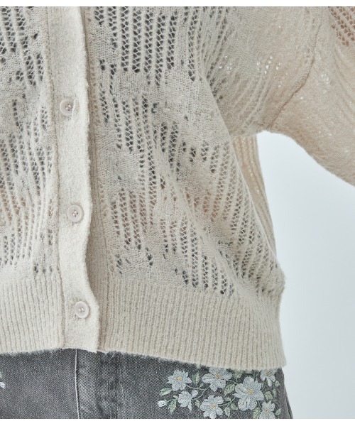 PEACH JOHN（ピーチジョン）の「透かしフラワーカーディガン（カーディガン/ボレロ・レディース・アイボリー/グレイッシュベージュ/ピンク・ONE SIZE）」の17枚目の写真