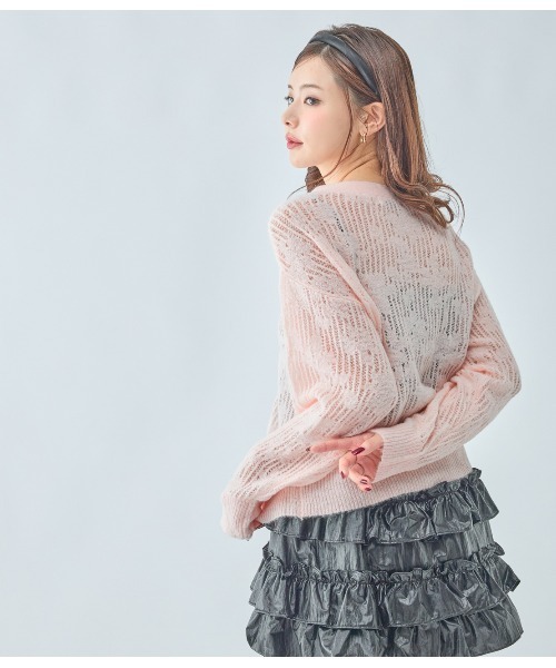 PEACH JOHN（ピーチジョン）の「透かしフラワーカーディガン（カーディガン/ボレロ・レディース・アイボリー/グレイッシュベージュ/ピンク・ONE SIZE）」の20枚目の写真