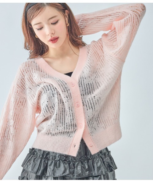 PEACH JOHN（ピーチジョン）の「透かしフラワーカーディガン（カーディガン/ボレロ・レディース・アイボリー/グレイッシュベージュ/ピンク・ONE SIZE）」の21枚目の写真