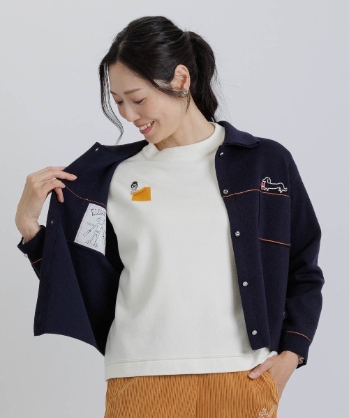 STUDIO PICONE(スタジオピッコーネ)の「ウール混ステッチニットジャケット(その他アウター・レディース・ベージュ/ネイビー/ホワイト・M/L)」の9枚目の写真