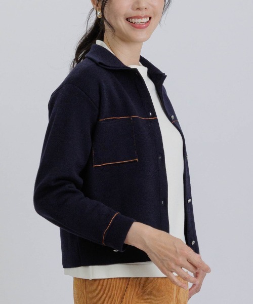 STUDIO PICONE(スタジオピッコーネ)の「ウール混ステッチニットジャケット(その他アウター・レディース・ベージュ/ネイビー/ホワイト・M/L)」の11枚目の写真