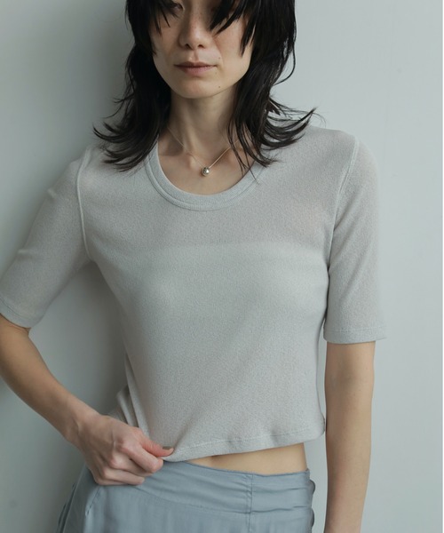 anuke(アンヌーク)の「Roundneck Dry T-shirts(Tシャツ/カットソー・レディース・オートミール/オレンジ/ブラウン・FREE)」の1枚目の写真