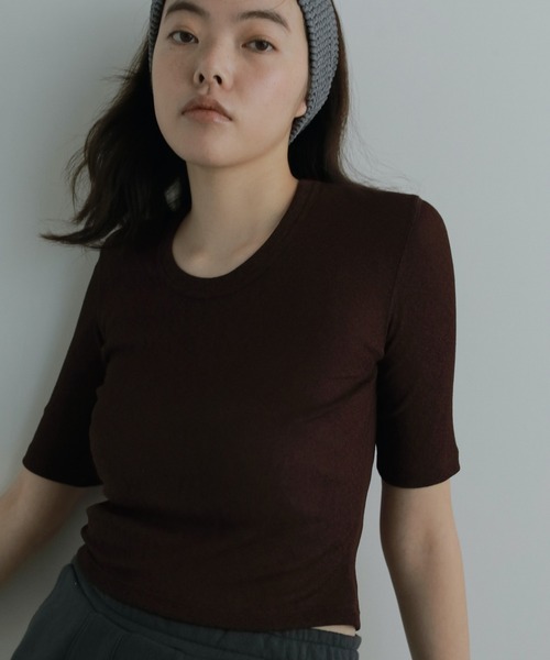 anuke(アンヌーク)の「Roundneck Dry T-shirts(Tシャツ/カットソー・レディース・オートミール/オレンジ/ブラウン・FREE)」の3枚目の写真