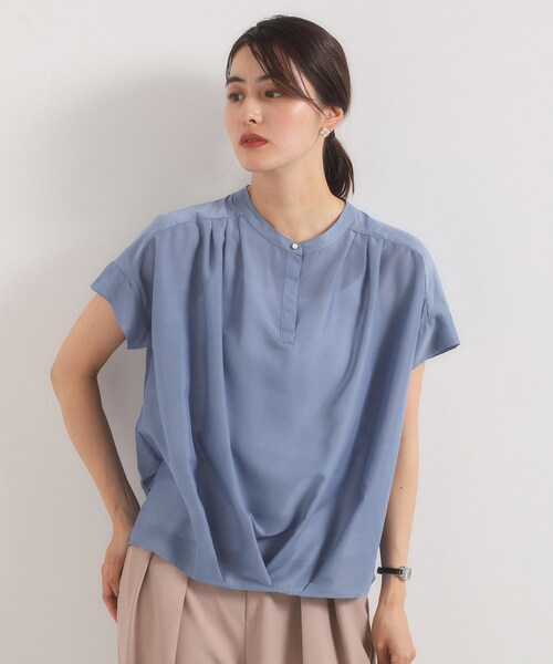 ITS'DEMO(イッツデモ)の「【手洗い可】シアー裾タックブラウス(シャツ/ブラウス・レディース・オフホワイト/ブラック/ダークブラウン/ブルー・00)」の4枚目の写真