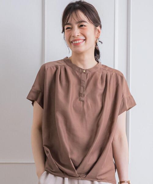 ITS'DEMO(イッツデモ)の「【手洗い可】シアー裾タックブラウス(シャツ/ブラウス・レディース・オフホワイト/ブラック/ダークブラウン/ブルー・00)」の20枚目の写真