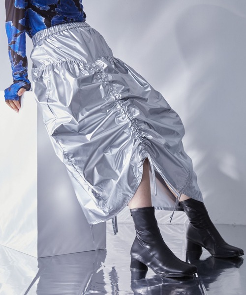 マルチウェイギャザーメタリックスカート（スカート）｜ELUNIS