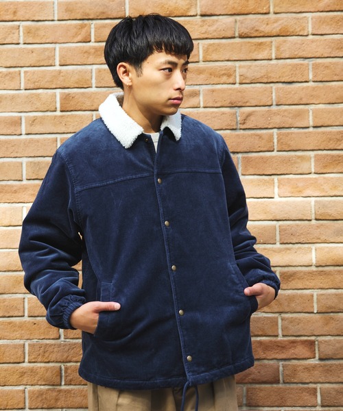 セール】ルーズフィット コーデュロイ ボア コーチジャケット