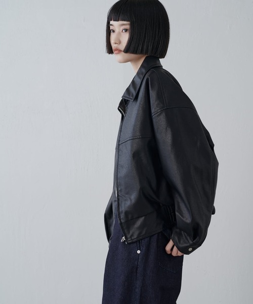 Lui's（ルイス）の「シンセティックレザーブルゾン（ブルゾン・レディース・ブラック/ブラウン/ホワイト系その他・FREE）」の9枚目の写真