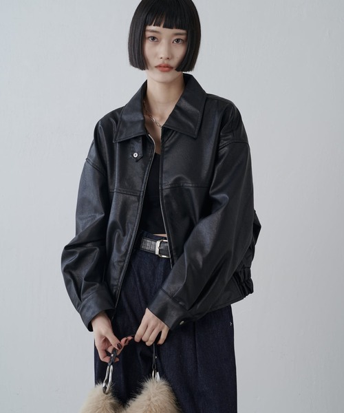 【値下げ交渉可能】Lui's / ヴィンテージライクシンセティックレザーブルゾン Lui's（ルイス）の「シンセティックレザーブルゾン（ブルゾン