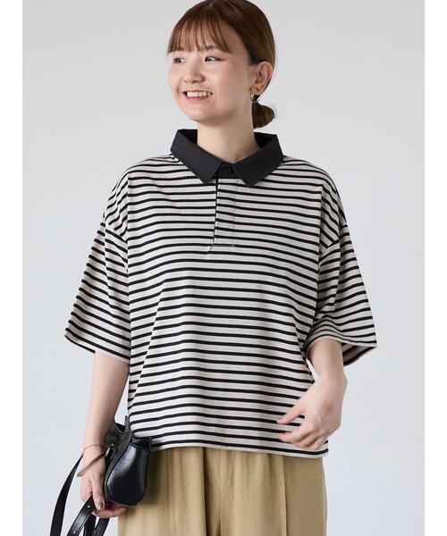 Lugnoncure(ルノンキュール)の「ボーダーラガーシャツ(その他トップス・レディース・ブラック/ベージュ/ブラウン・F)」の3枚目の写真