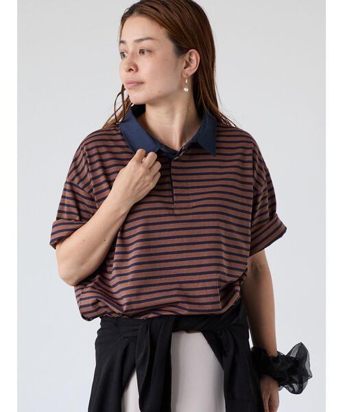 Lugnoncure(ルノンキュール)の「ボーダーラガーシャツ(その他トップス・レディース・ブラック/ベージュ/ブラウン・F)」の2枚目の写真