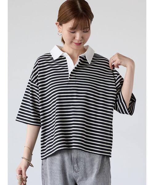 Lugnoncure(ルノンキュール)の「ボーダーラガーシャツ(その他トップス・レディース・ブラック/ベージュ/ブラウン・F)」の1枚目の写真