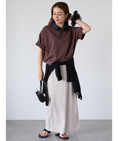 Lugnoncure(ルノンキュール)の「ボーダーラガーシャツ(その他トップス・レディース・ブラック/ベージュ/ブラウン・F)」の5枚目の写真