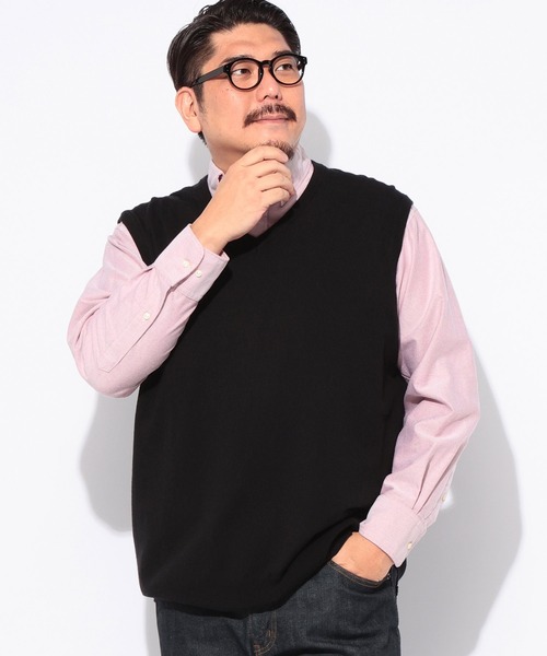 B&T CLUB(ビーティークラブ)の「B&T CLUB (ビーアンドティークラブ) ふわかる ウォッシャブル 12G 天竺編み Vネック ベスト(ベスト・メンズ・ネイビー/ダークグレー/ブラック・5L/4L/3L)」の14枚目の写真