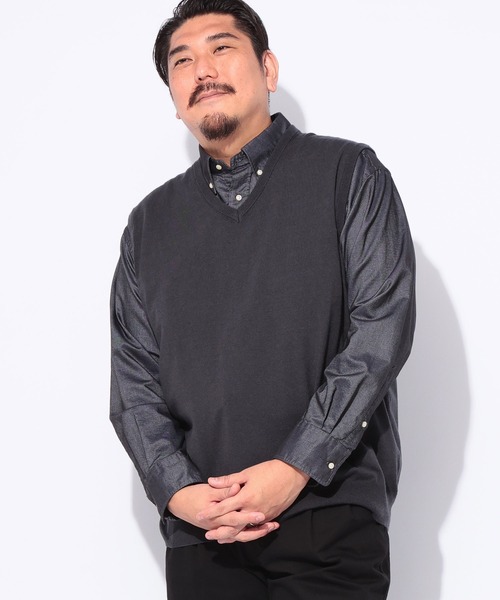 B&T CLUB(ビーティークラブ)の「B&T CLUB (ビーアンドティークラブ) ふわかる ウォッシャブル 12G 天竺編み Vネック ベスト(ベスト・メンズ・ネイビー/ダークグレー/ブラック・5L/4L/3L)」の18枚目の写真