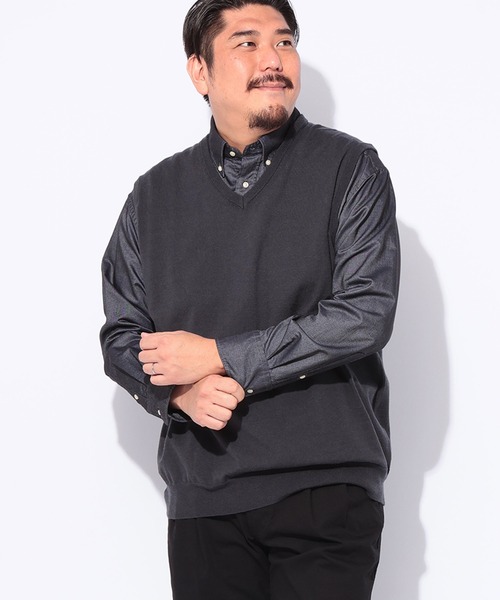 B&T CLUB(ビーティークラブ)の「B&T CLUB (ビーアンドティークラブ) ふわかる ウォッシャブル 12G 天竺編み Vネック ベスト(ベスト・メンズ・ネイビー/ダークグレー/ブラック・5L/4L/3L)」の20枚目の写真