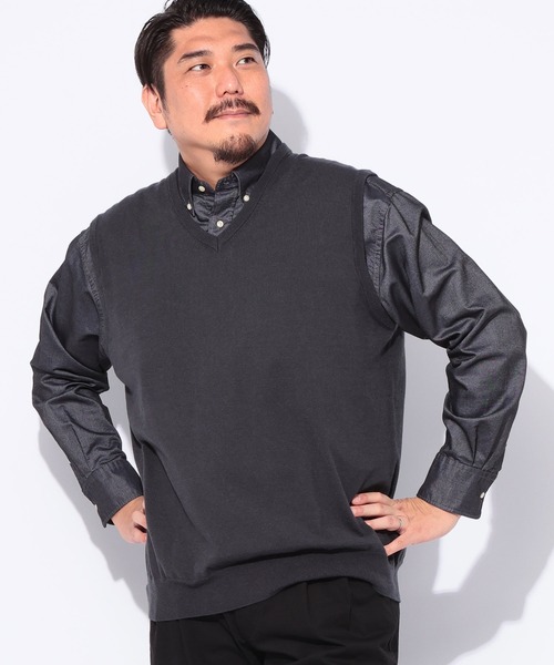 B&T CLUB(ビーティークラブ)の「B&T CLUB (ビーアンドティークラブ) ふわかる ウォッシャブル 12G 天竺編み Vネック ベスト(ベスト・メンズ・ネイビー/ダークグレー/ブラック・5L/4L/3L)」の21枚目の写真