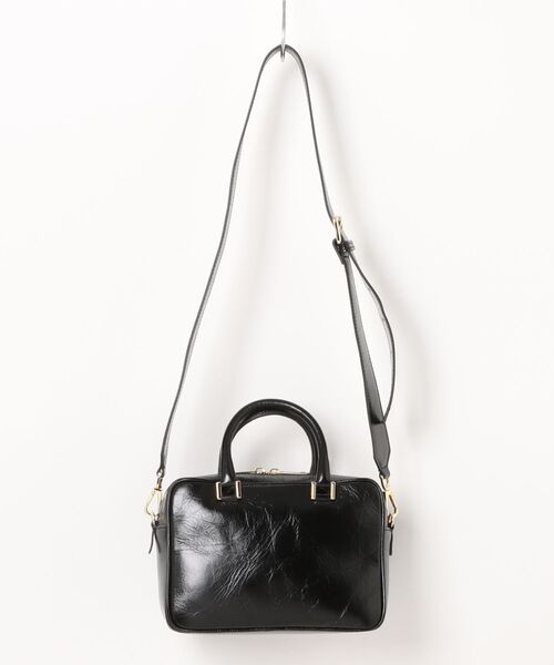 CHRISTIAN VILLA(クリスチャンヴィラ)の「【CHRISTIAN VILLA】スクエアレザーハンドバッグ(Q56453)(ハンドバッグ・レディース・ダークブラウン/ブラック・ALL)」の3枚目の写真