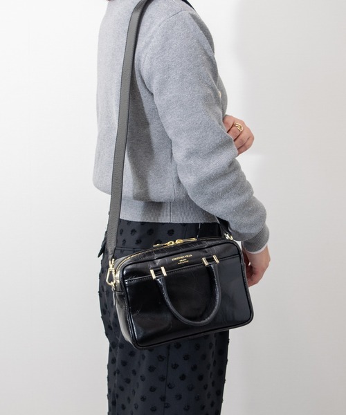 CHRISTIAN VILLA(クリスチャンヴィラ)の「【CHRISTIAN VILLA】スクエアレザーハンドバッグ(Q56453)(ハンドバッグ・レディース・ダークブラウン/ブラック・ALL)」の10枚目の写真