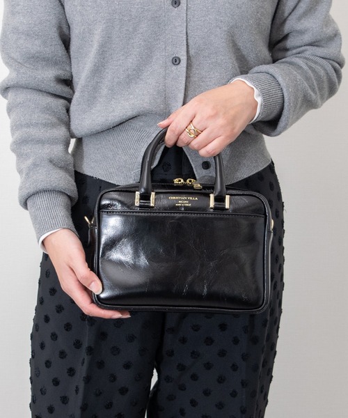 CHRISTIAN VILLA(クリスチャンヴィラ)の「【CHRISTIAN VILLA】スクエアレザーハンドバッグ(Q56453)(ハンドバッグ・レディース・ダークブラウン/ブラック・ALL)」の13枚目の写真