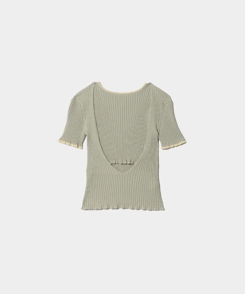 beautiful people（ビューティフルピープル）の「high gauge side-c rib pullover（ニット/セーター・レディース・イエロー×グリーン/ホワイト×ブラック/グリーン×オレンジ・38/36）」の10枚目の写真