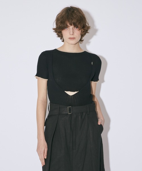 beautiful people（ビューティフルピープル）の「high gauge side-c rib pullover（ニット/セーター・レディース・イエロー×グリーン/ホワイト×ブラック/グリーン×オレンジ・38/36）」の12枚目の写真