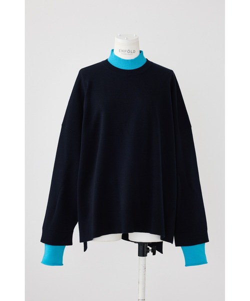 ENFOLD(エンフォルド)の「レイヤードネック BOX プルオーバー(ニット/セーター・レディース・ライトグリーン/チャコールグレー/ダークネイビー・38)」の3枚目の写真