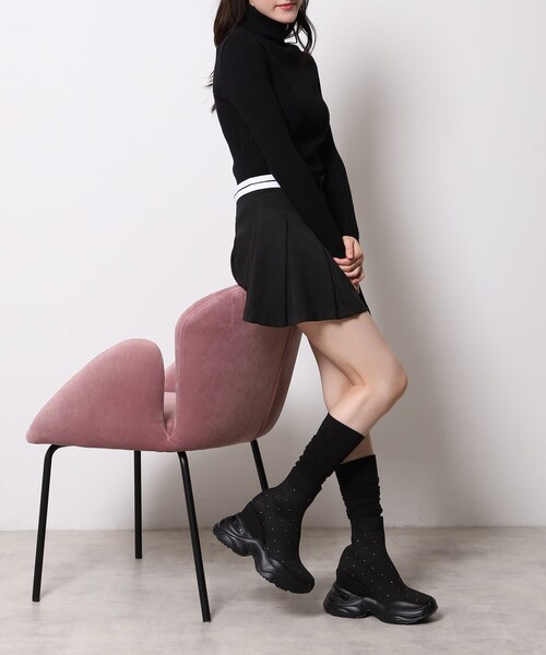 ESPERANZA(エスペランサ)の「スニーカーソールラインストーンニットブーツ(ブーツ・レディース・ブラック系2/アイボリー系2/ピンク系7・LL/S/M/L)」の9枚目の写真