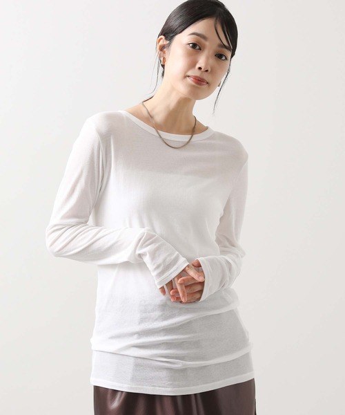 Munich（ミューニック）の「シアーリブクルーネックカットソー（Tシャツ/カットソー・レディース・ブラック/チャコールグレー/ホワイト・FREE）」の8枚目の写真