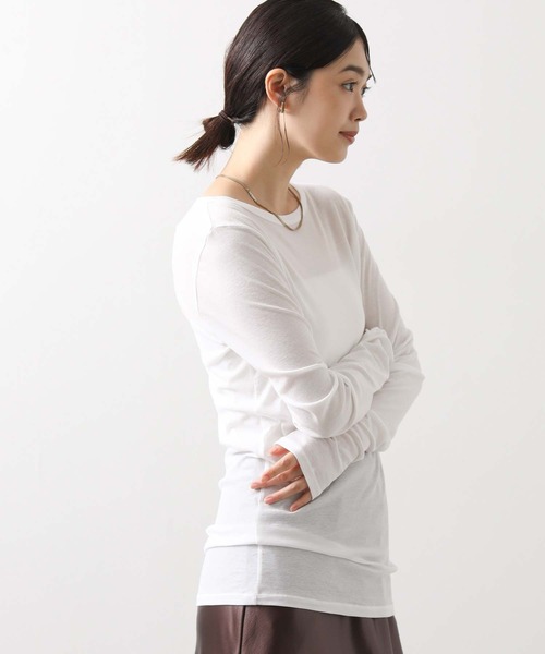 Munich（ミューニック）の「シアーリブクルーネックカットソー（Tシャツ/カットソー・レディース・ブラック/チャコールグレー/ホワイト・FREE）」の9枚目の写真