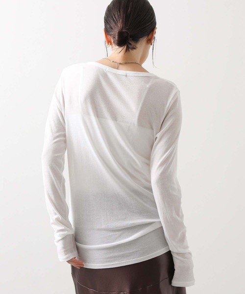 Munich（ミューニック）の「シアーリブクルーネックカットソー（Tシャツ/カットソー・レディース・ブラック/チャコールグレー/ホワイト・FREE）」の10枚目の写真