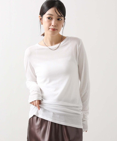 Munich（ミューニック）の「シアーリブクルーネックカットソー（Tシャツ/カットソー・レディース・ブラック/チャコールグレー/ホワイト・FREE）」の11枚目の写真