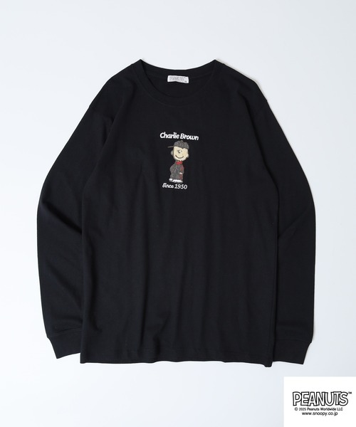 PEANUTS(ピーナッツ)の「PEANUTS サガラ刺繍長袖Tシャツ(Tシャツ/カットソー・メンズ・ブラック/オートミール/ベージュ/ネイビー/オフホワイト/サックスブルー・LL/L/M)」の19枚目の写真
