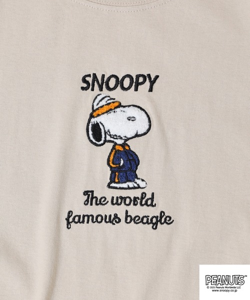 PEANUTS(ピーナッツ)の「PEANUTS サガラ刺繍長袖Tシャツ(Tシャツ/カットソー・メンズ・ブラック/オートミール/ベージュ/ネイビー/オフホワイト/サックスブルー・LL/L/M)」の11枚目の写真