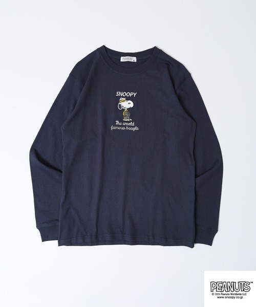 PEANUTS(ピーナッツ)の「PEANUTS サガラ刺繍長袖Tシャツ(Tシャツ/カットソー・メンズ・ブラック/オートミール/ベージュ/ネイビー/オフホワイト/サックスブルー・LL/L/M)」の16枚目の写真