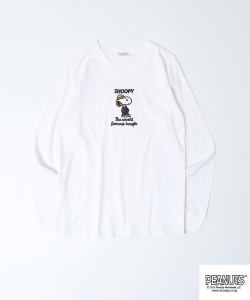 PEANUTS(ピーナッツ)の「PEANUTS サガラ刺繍長袖Tシャツ(Tシャツ/カットソー・メンズ・ブラック/オートミール/ベージュ/ネイビー/オフホワイト/サックスブルー・LL/L/M)」の20枚目の写真