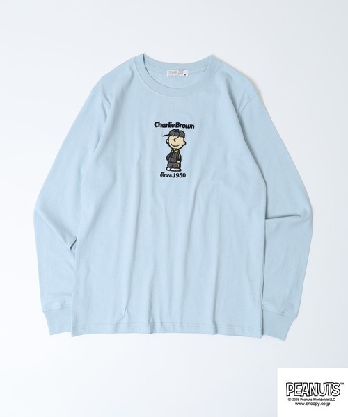 PEANUTS(ピーナッツ)の「PEANUTS サガラ刺繍長袖Tシャツ(Tシャツ/カットソー・メンズ・ブラック/オートミール/ベージュ/ネイビー/オフホワイト/サックスブルー・LL/L/M)」の15枚目の写真