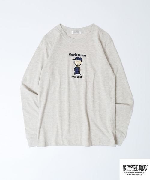 PEANUTS(ピーナッツ)の「PEANUTS サガラ刺繍長袖Tシャツ(Tシャツ/カットソー・メンズ・ブラック/オートミール/ベージュ/ネイビー/オフホワイト/サックスブルー・LL/L/M)」の17枚目の写真