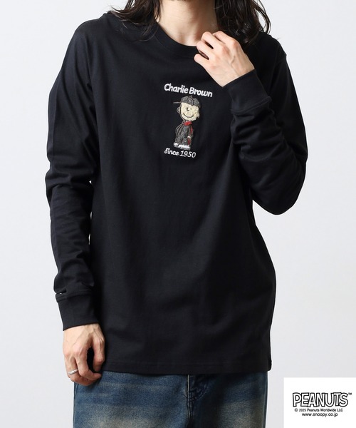 PEANUTS(ピーナッツ)の「PEANUTS サガラ刺繍長袖Tシャツ(Tシャツ/カットソー・メンズ・ブラック/オートミール/ベージュ/ネイビー/オフホワイト/サックスブルー・LL/L/M)」の22枚目の写真