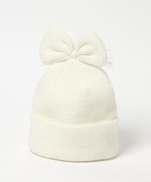 LOWRYS FARM（ローリーズファーム）の「チュールリボンワッチ　587935（ニットキャップ/ビーニー・キッズ・レッド/ブラック/オフホワイト/グレー・FREE）」の2枚目の写真