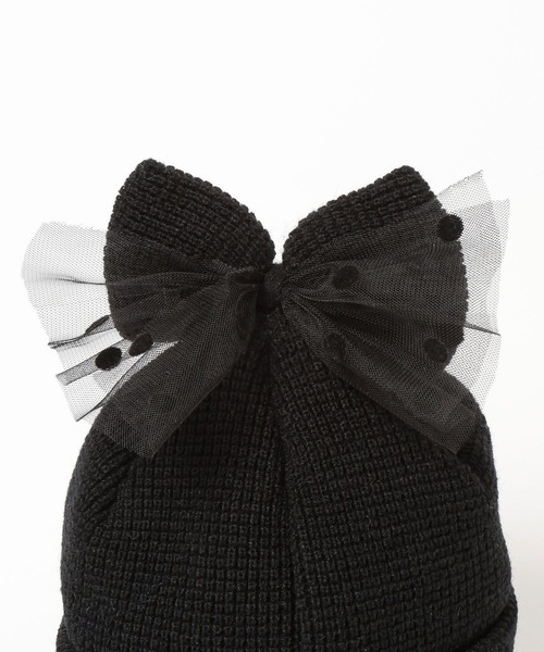 LOWRYS FARM（ローリーズファーム）の「チュールリボンワッチ　587935（ニットキャップ/ビーニー・キッズ・レッド/ブラック/オフホワイト/グレー・FREE）」の5枚目の写真