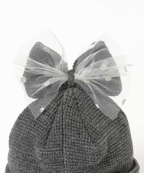 LOWRYS FARM（ローリーズファーム）の「チュールリボンワッチ　587935（ニットキャップ/ビーニー・キッズ・レッド/ブラック/オフホワイト/グレー・FREE）」の7枚目の写真