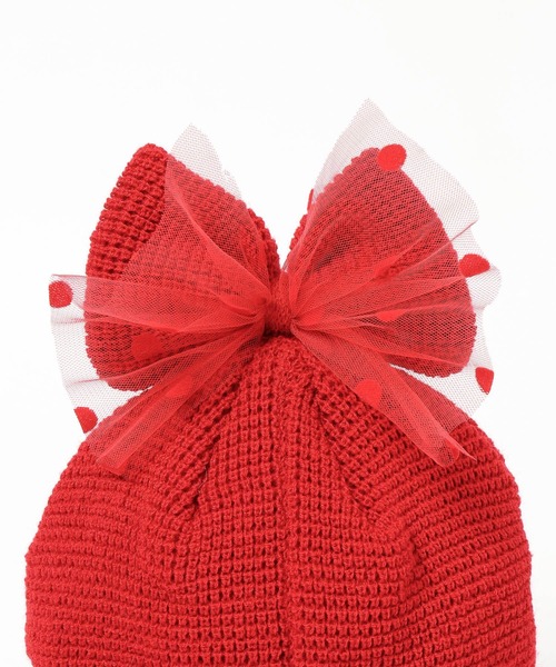 LOWRYS FARM（ローリーズファーム）の「チュールリボンワッチ　587935（ニットキャップ/ビーニー・キッズ・レッド/ブラック/オフホワイト/グレー・FREE）」の10枚目の写真