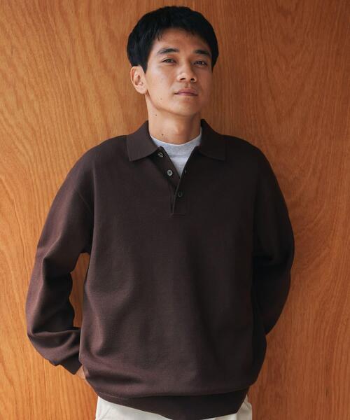 URBAN RESEARCH DOORS（アーバンリサーチドアーズ）の「『XLサイズ/WEB限定/仁村紗和さん着用』『UR TECH 200日ニット』 ポロシャツ（ポロシャツ・メンズ・ブラック/ライトグレー/ブラウン/グリーン系その他・MEDIUM/LARGE/X-LARGE）」の4枚目の写真