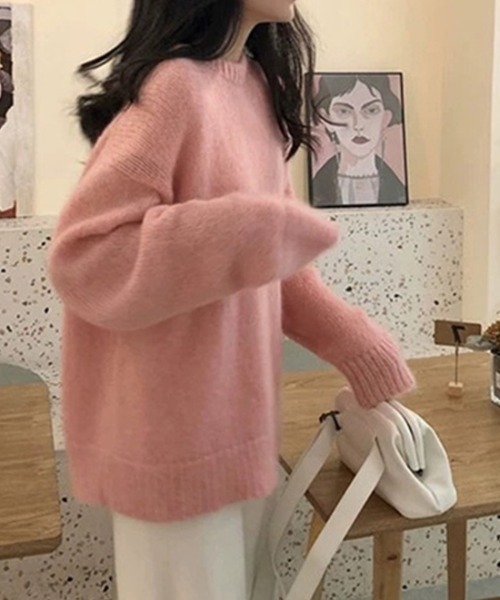 maison de LATIR（メゾンドラティール）の「ゆるふわ暖か万能ニットトップス（ニット/セーター・レディース・ブラック/ベージュ/イエロー/ピンク/オートミール・FREE）」の16枚目の写真