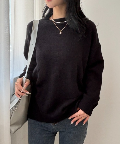 maison de LATIR（メゾンドラティール）の「ゆるふわ暖か万能ニットトップス（ニット/セーター・レディース・ブラック/ベージュ/イエロー/ピンク/オートミール・FREE）」の18枚目の写真